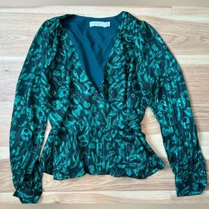 Ali & Jay Green Faux Wrap Blouse Top